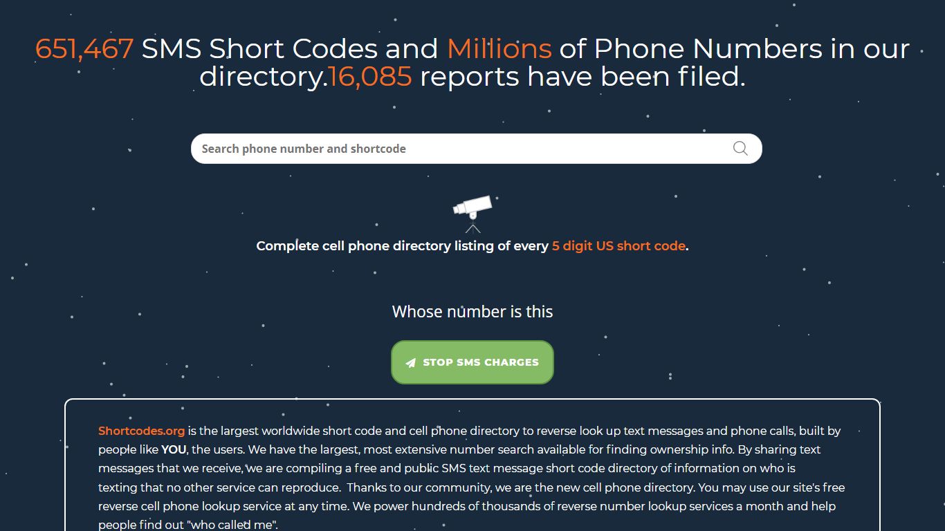 Short Code & Cell Phone Directory - Whose number is this